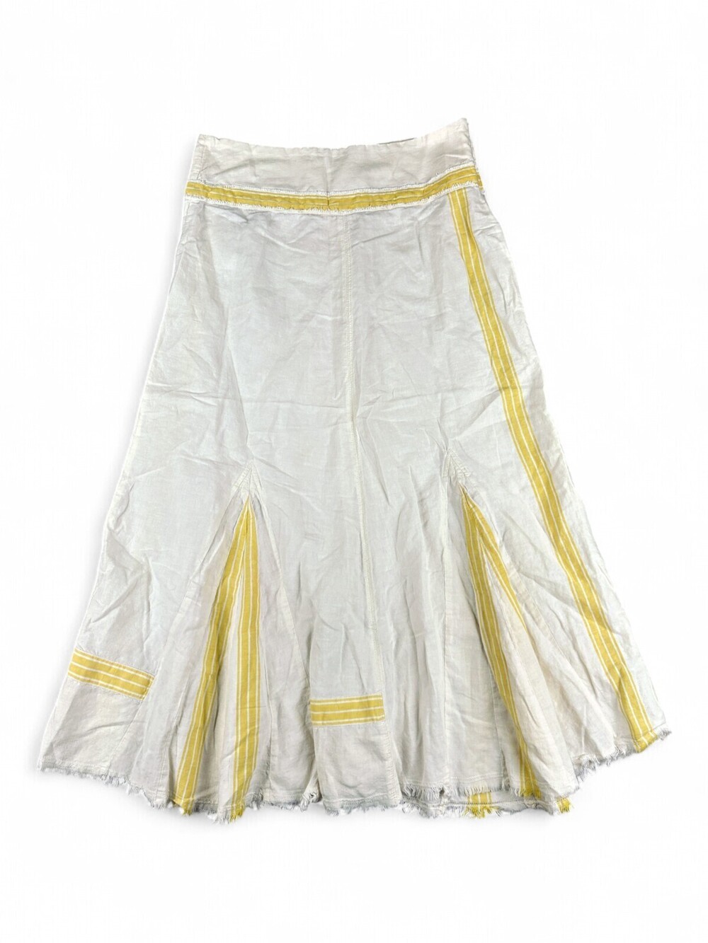 Free People Linen Blend Maxi Skirt Size 10 Yellow Stripe